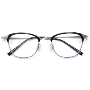 Retro semi-rimless metal optical glasses frame for men and women stylish daily wear.