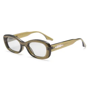 Trendy TR90 oval sunglasses for men and women, stylish retro street snap eyewear clear lens.