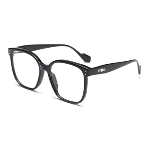 Oversized black optical glasses frame for women, stylish thick rim clear lens fashion eyewear