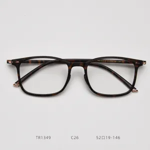 Classic tortoise shell TR90 optical eyeglass frame, vintage square unisex design for daily wear.