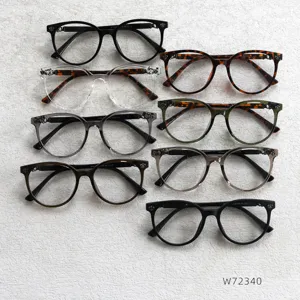 Stylish large round frame anti-blue light glasses, trendy unisex retro vintage clear optical frames