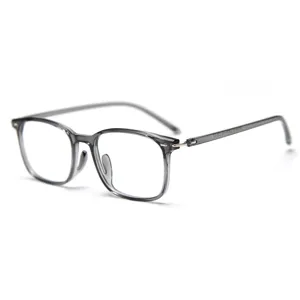 Korean style TR90 clear grey optical glasses frame vintage square clear lens eyewear for men