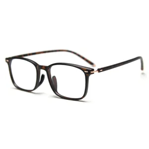 Stylish TR90 vintage square optical glasses frame for men and women, clear lens.