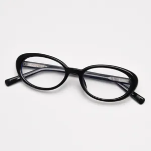 Classic black retro oval optical glasses frame, lightweight and stylish for daily wear.