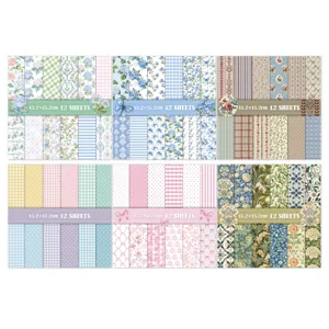 Collection of 15.2x15.2cm floral scrapbook paper sets with various vintage patterns