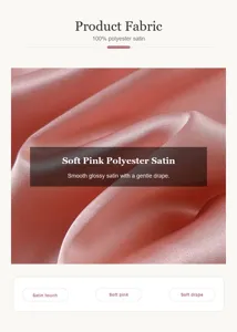 Détail macro d'un tissu satiné en polyester rose doux avec texture lisse et brillante