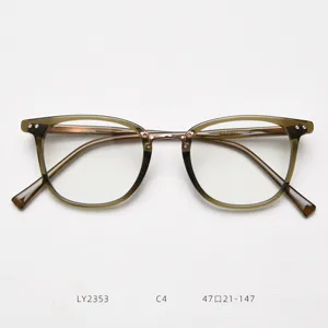Monture de lunettes de vue rétro pour hommes et femmes, acétate et métal vintage.