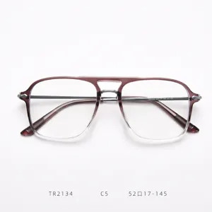 Vue détaillée de la monture de lunettes optiques vintage double pont avec dégradé.