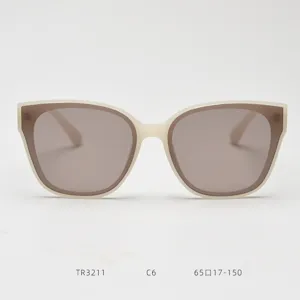 TR90 large frame fashion sunglasses for women, oversized chic sun eyewear with nylon lenses.