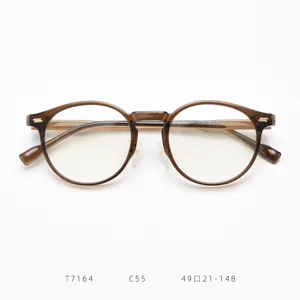 TR90 vintage round eyeglass frame for women, clear anti-blue light glasses detail view.