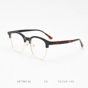 Ιαπωνικό στιλ browline σκελετός γυαλιών unisex μαύρο χρυσό οπτικός σκελετός 52 mm