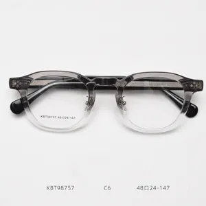 Vintage thick-rimmed acetate optical eyeglasses frame, stylish retro clear prescription glasses.