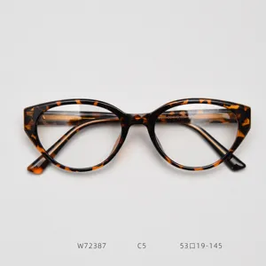 Detailed shot of retro tortoiseshell cat-eye eyeglasses frame, stylish and chic design.