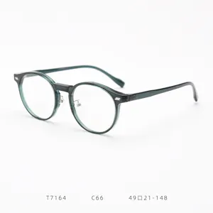 TR90 Retro Round Eyeglass Frames For Women Anti-Blue Light Clear Optical Glasses T7164
