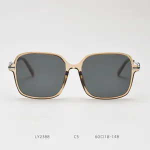 Large frame polarized sunglasses detail shot, vintage square eyewear for women, UV protection.