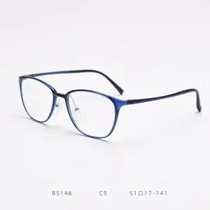 Detailed view of the lightweight blue plastic-steel optical eyeglasses frame 51-17-141.