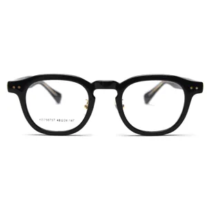 Retro Thick Frame Optical Glasses Frame Unisex Literary Vintage Oval Eyeglasses Frame Metal Temple Clear Lens Eyewear