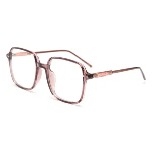 Montura de gafas cuadrada rosa translucida gafas opticas transparentes de moda diaria