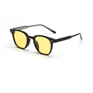 Lunettes de soleil polarisées rétro à petite monture ronde pour hommes et femmes verres jaunes