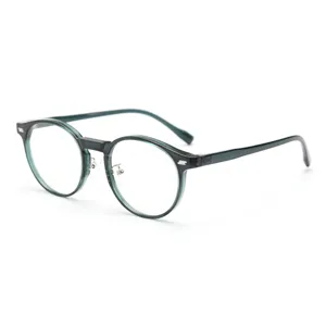 Retro round blue light blocking glasses for women, stylish TR90 clear optical frame.