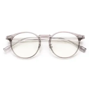 Korean style TR90 vintage round eyeglass frames clear transparent grey optical glasses
