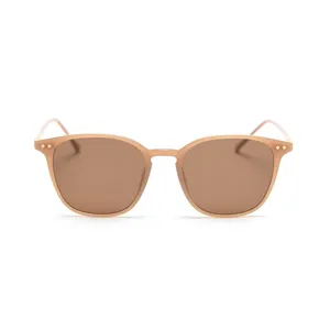Korean style fashion square polarized sunglasses for women and men, lightweight nude frame.