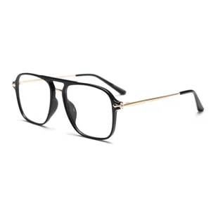Monture de lunettes classique à double pont, style pilote rétro pour hommes et femmes.