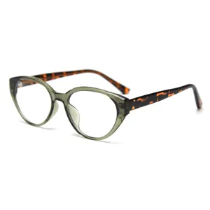 Stylish retro round optical eyeglasses frame with tortoise print temples for women