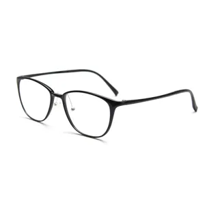 Classic black round eyeglass frames for women, lightweight plastic steel design for daily wear.