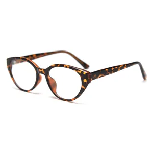 Retro tortoiseshell cat-eye glasses frame for women, stylish clear lens optical eyewear.