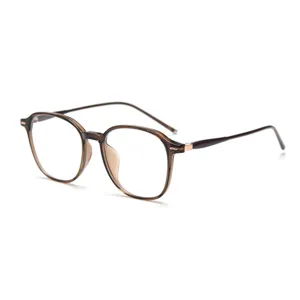 Montatura occhiali rotondi TR90 leggeri, stile coreano retrò occhiali ottici piatti trasparenti donna uomo.