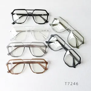 Montures de lunettes optiques vintage à double pont TR90 verres clairs mode pour hommes et femmes