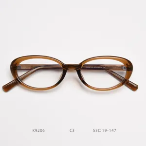 Retro oval optical glasses frame for men and women, stylish tortoise shell design, clear lens.
