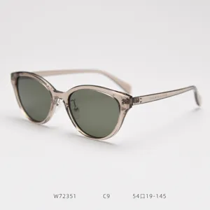 Detailed view of TR90 cat-eye polarized sunglasses, vintage grey frame with UV protection.