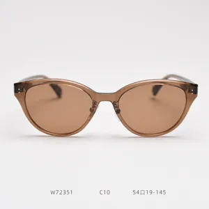 Close-up detail shot of TR90 cat-eye polarized sunglasses with brown gradient lenses.