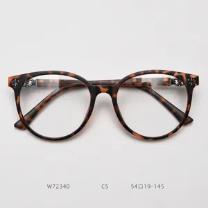 Tortoiseshell oversized round eyeglasses frame with vintage style for women and men daily wear.