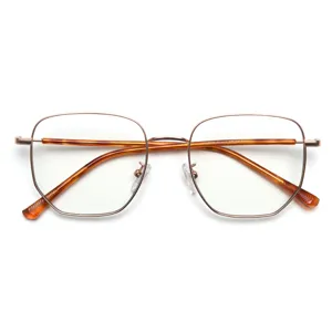 Montatura per occhiali da vista in metallo grande per uomo e donna, stanghette tartarugate eleganti.