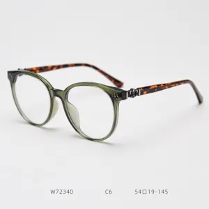 Large round frame optical glasses with stylish temple details and comfortable fit for daily wear.