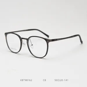 Korean retro round plastic steel myopia glasses frame, unisex optical eyewear, stylish design.