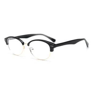 Montatura Per Occhiali Vintage Browline Metallo Mezza Montatura Ottica Uomo E Donna