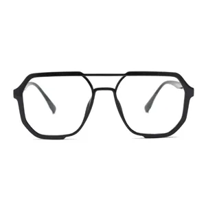 Montures de lunettes optiques noires élégantes pour hommes et femmes, design géométrique double pont.