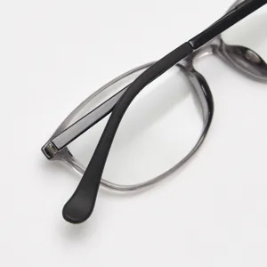 Lightweight TR90 optical glasses frame, retro clear grey style for daily wear and fashion.