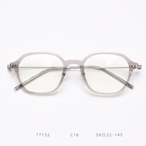 Stylish clear grey optical glasses frame with slim metal temples, lightweight daily wear.