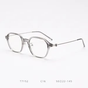 Trendy Korean style TR90 optical glasses frame, lightweight grey polygonal design for daily wear.