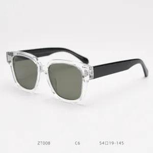 Trendy clear frame polarised sunglasses for men and women, vintage square oversized sun glasses.