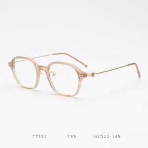 Stylish TR90 optical eyeglasses frame featuring fine metal temples and modern polygonal shape.