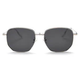 Stylish polygonal metal polarized sunglasses for men and women, vintage geometric eyewear.