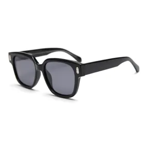 Black oversized polarized sunglasses for men and women, vintage square frame shades.