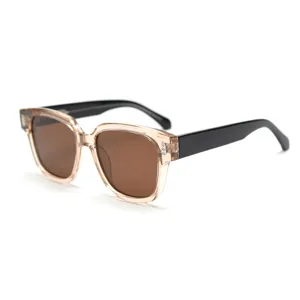 Chic oversized square sunglasses with translucent frame and black temples for stylish women.