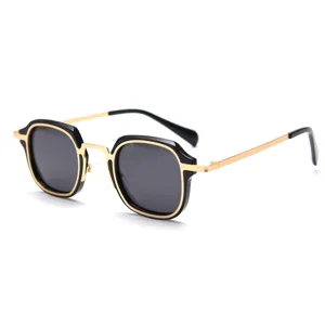 Vintage Metal Polygon Polarized Sunglasses For Men And Women Fashion Punk Chic Streetwear UV400 Sun Glasses